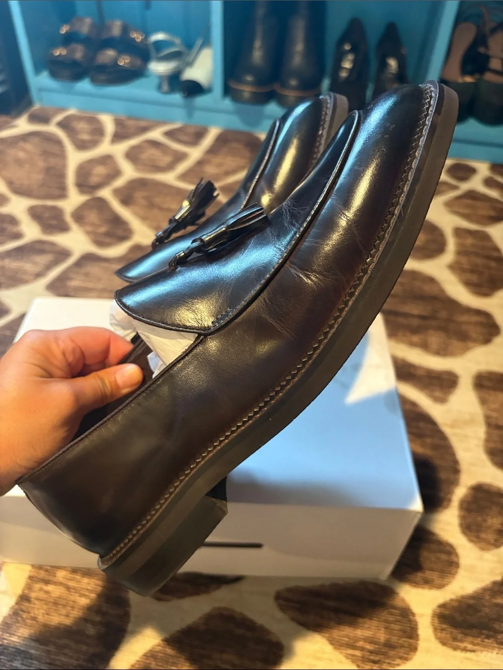 Aldo Portos-201 Men's Leather Tassel Loafers in Dark Brown